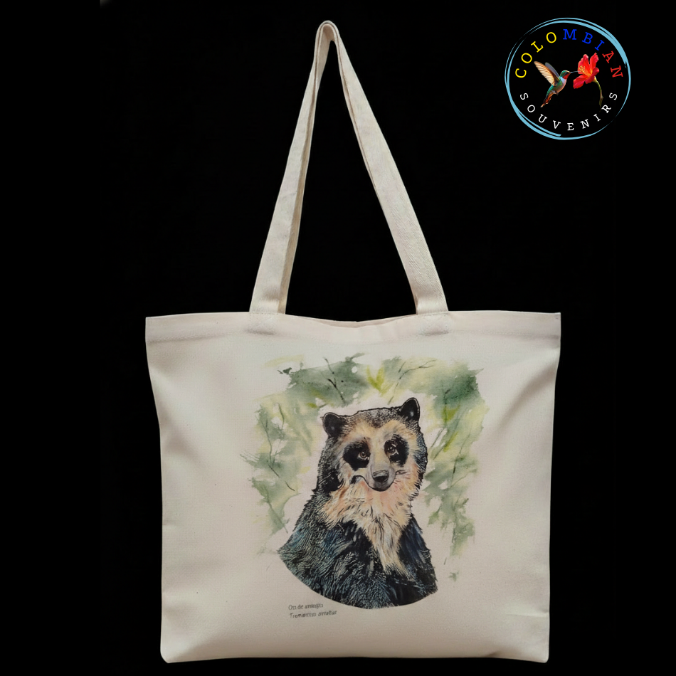 Tote Bag en lienzo Diseño Oso de Anteojos