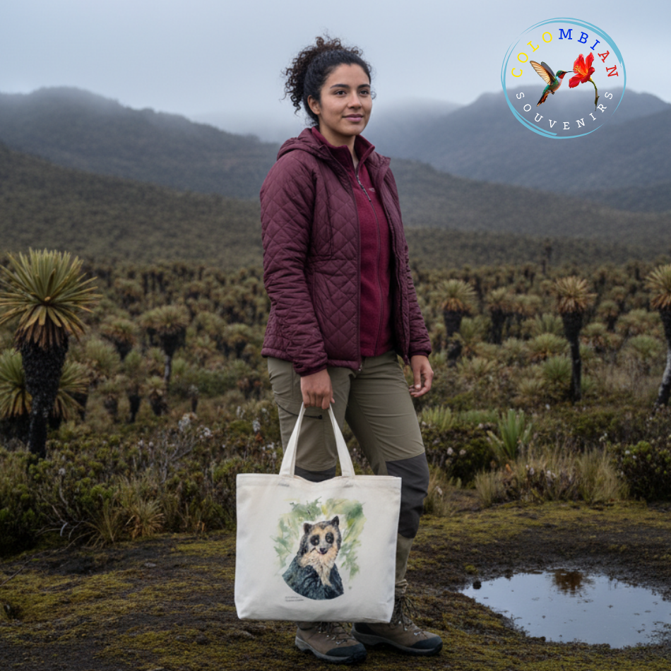 Tote Bag en lienzo Diseño Oso de Anteojos