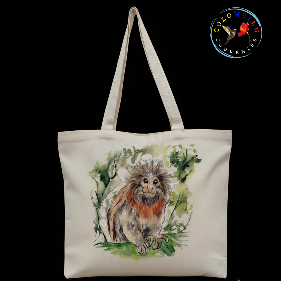 Tote Bag en lienzo Diseño Mono Titi Cabeciblanco