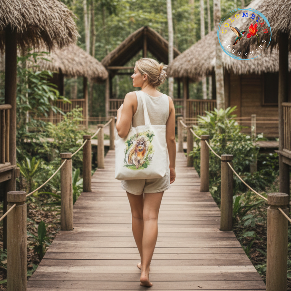 Tote Bag en lienzo Diseño Mono Titi Cabeciblanco
