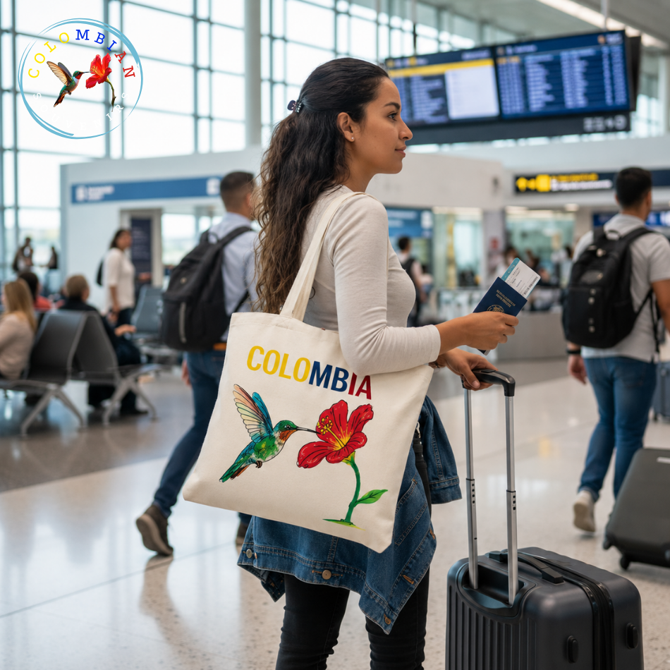 Tote Bag en lienzo Diseño Colibri 🌺