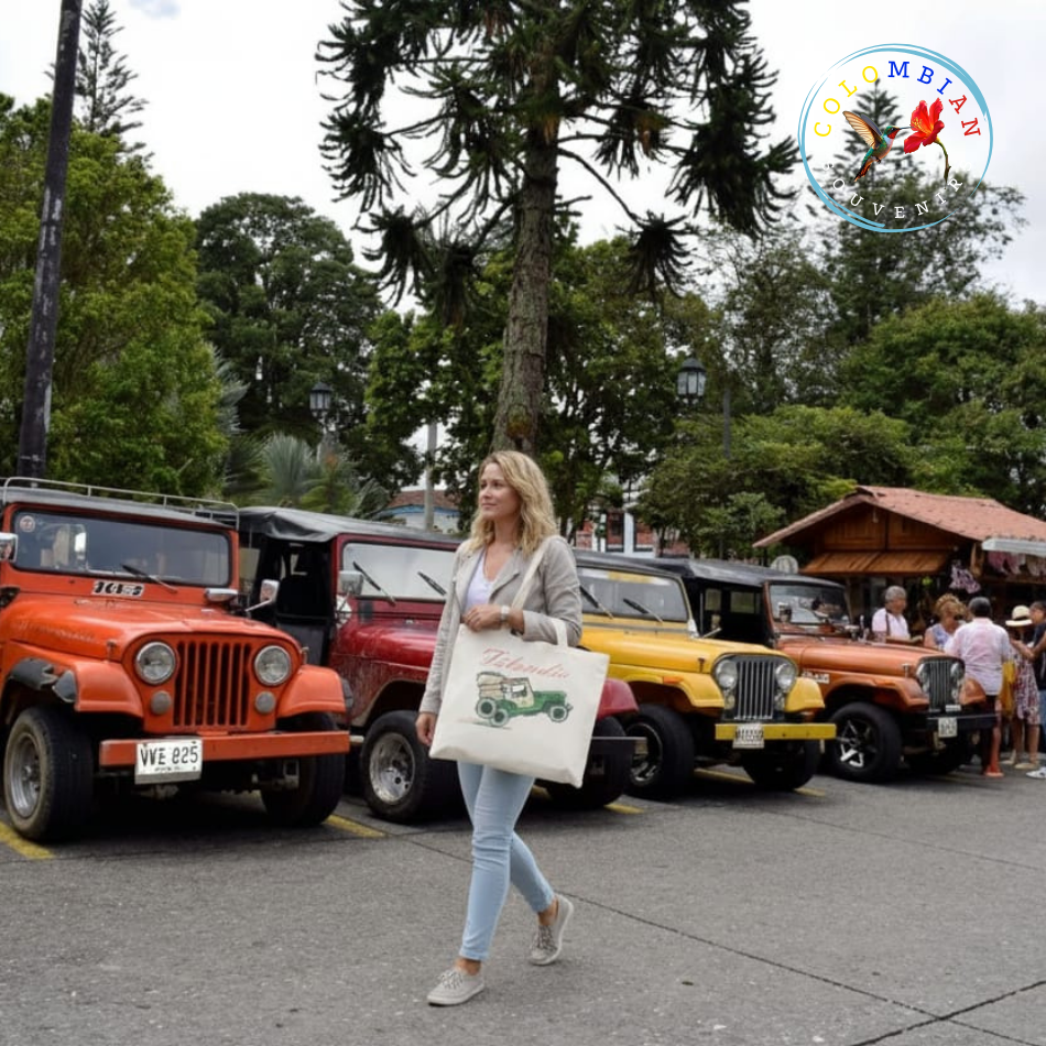 Tote Bag en lienzo Diseño Jeepao Filandia Quindio