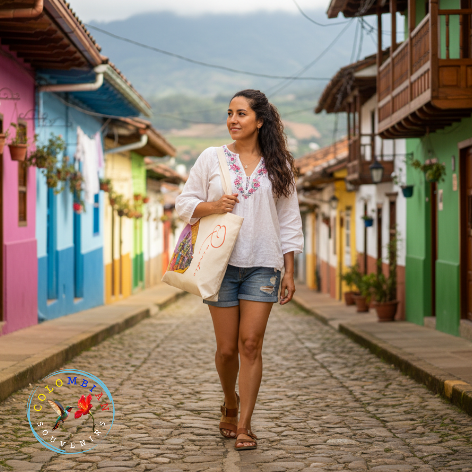 Tote Bag en lienzo Diseño Casa tradicional Quindío 🏠
