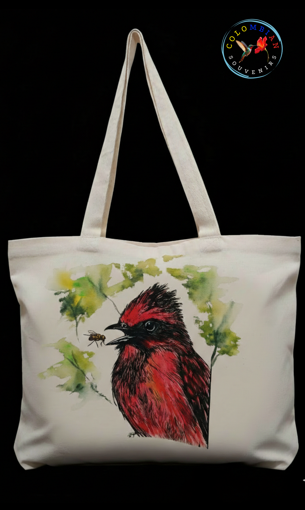 Tote Bag en lienzo Diseño Cardenal Atrapamoscas vr2