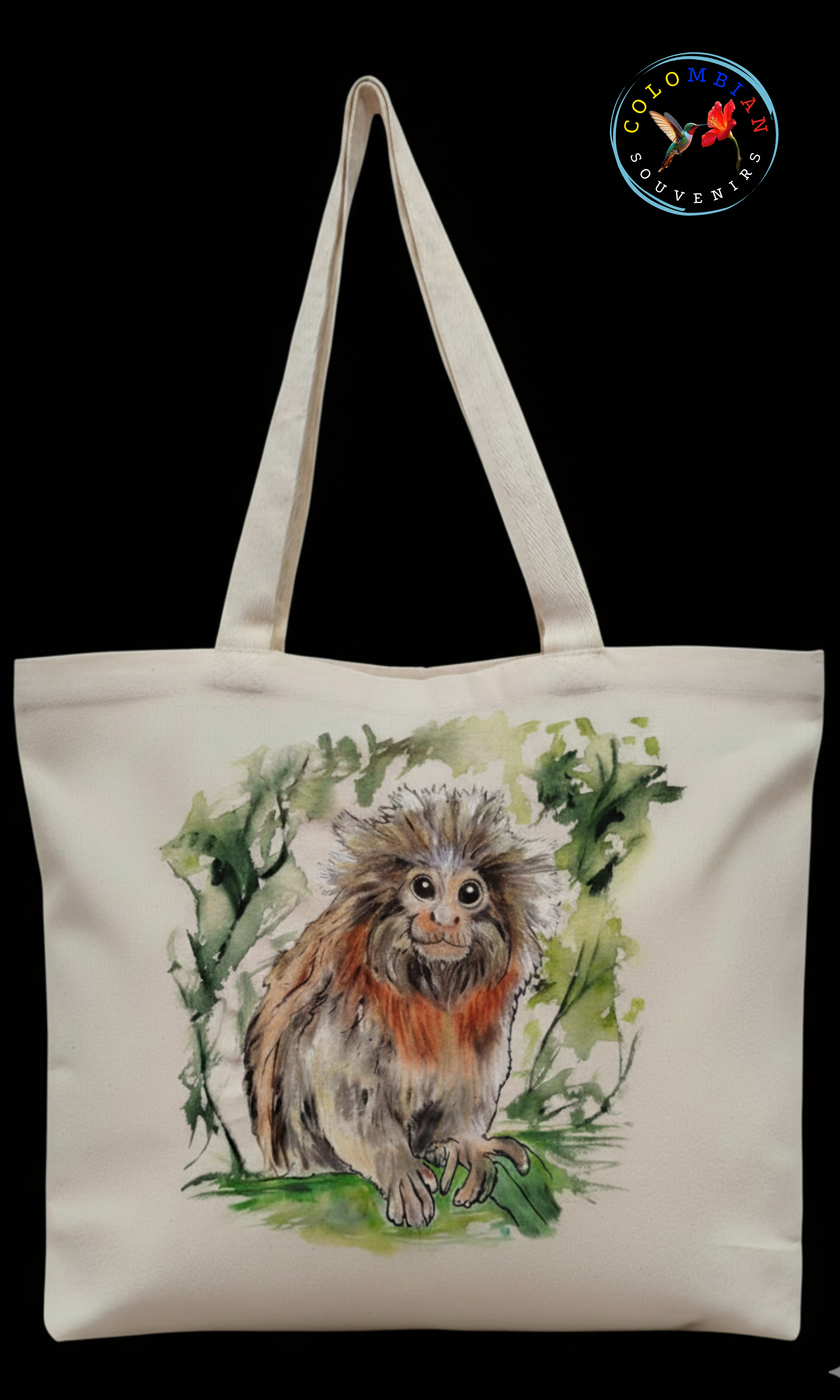 Tote Bag en lienzo Diseño Mono Titi Cabeciblanco