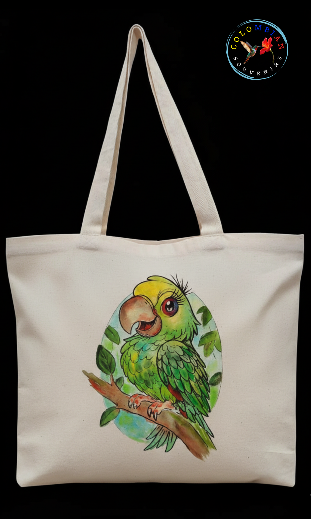 Tote Bag en lienzo Diseño Loro Orejiamarillo Cartoon